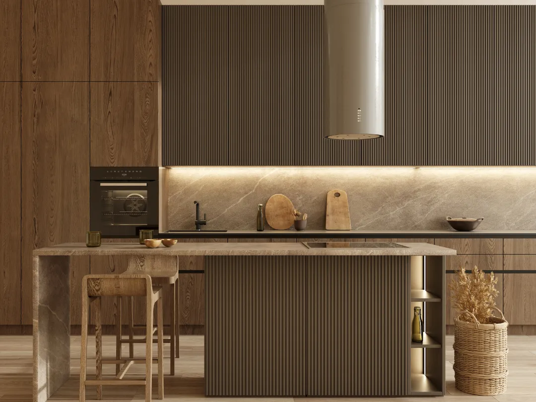 Professional 3D kitchen design rendering for a Dallas home renovation architectural planning