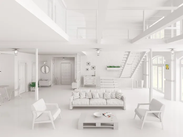 Expert 3D kitchen design and architectural planning visualization showcasing a modern open interior layout